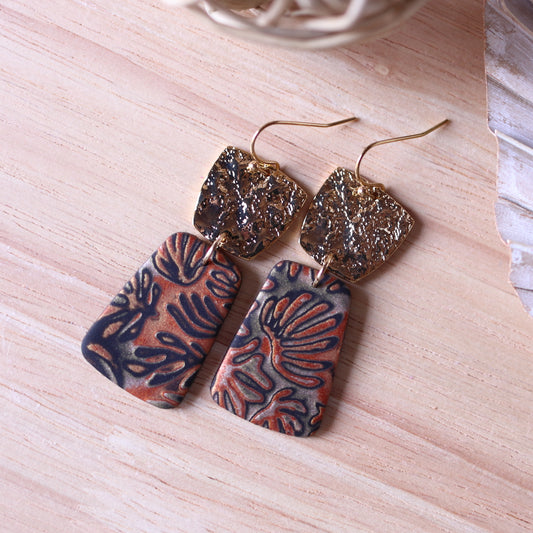 Orecchini Mokume Gane Nero trapezio