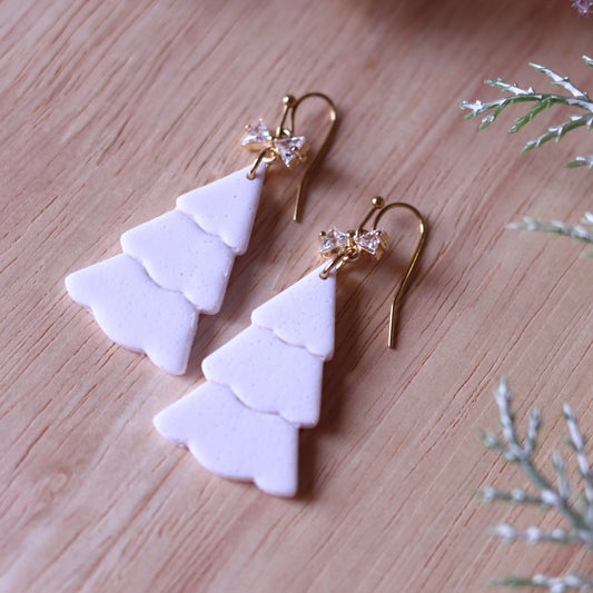 Orecchini Albero di Natale Bianco Glitter