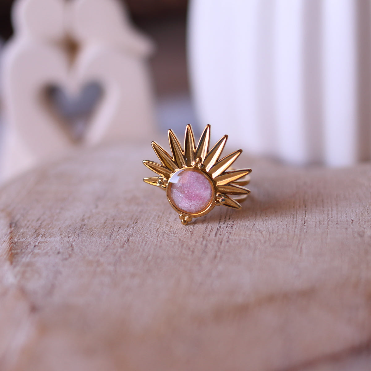 Anello Effetto Quarzo Rosa sole
