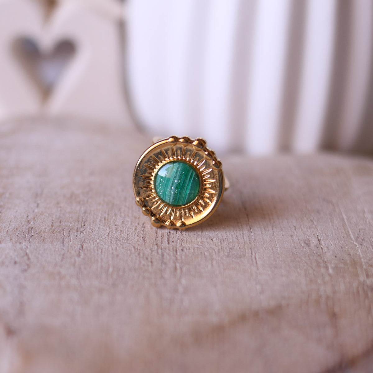 Anello Effetto Malachite tondo