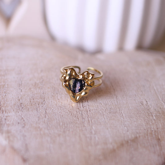 Anello Nero Art Decò Cuore