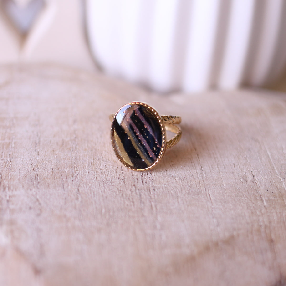 Anello Nero Art Decò ovale