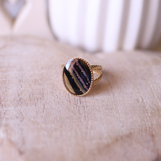 Anello Nero Art Decò ovale