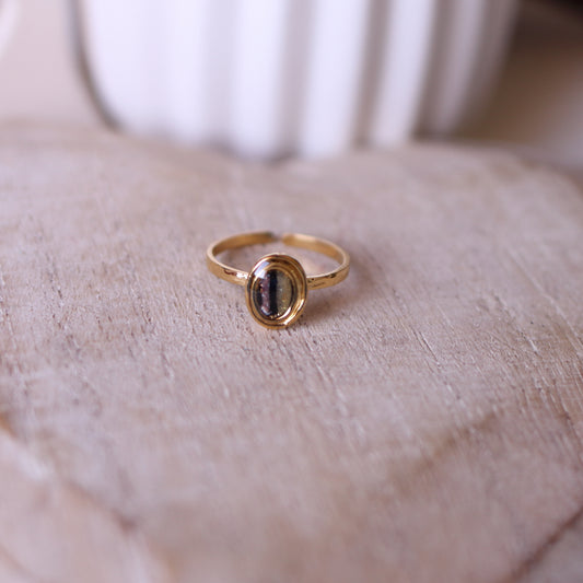 Anello Nero Art Decò ovale piccolo