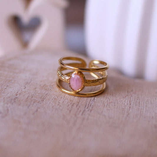 Anello Effetto Quarzo Rosa fascia