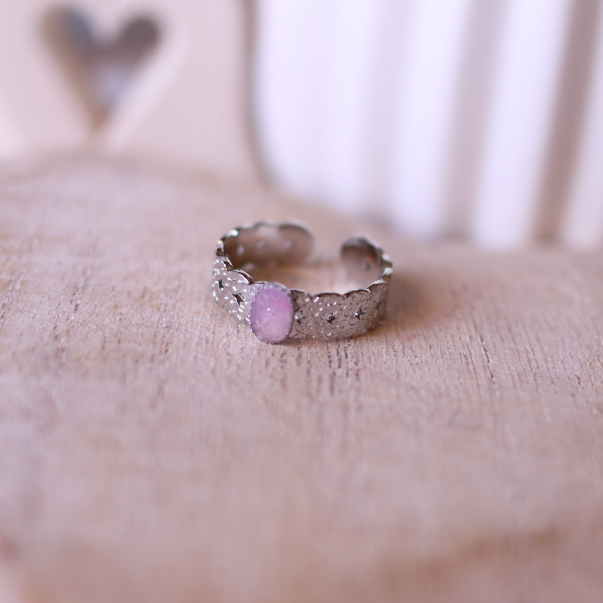Anello Effetto Quarzo Rosa ovale piccolo
