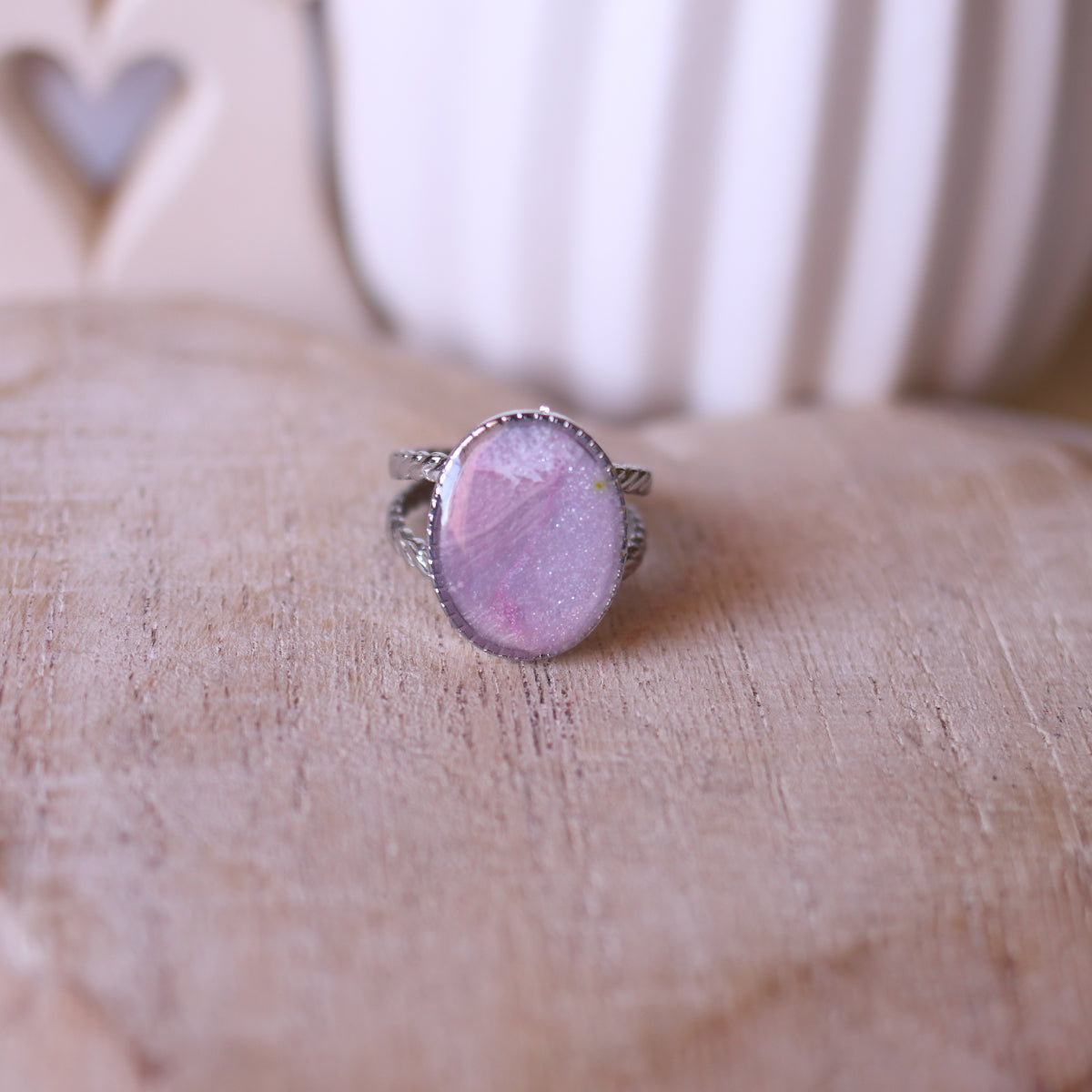 Anello Effetto Quarzo Rosa ovale