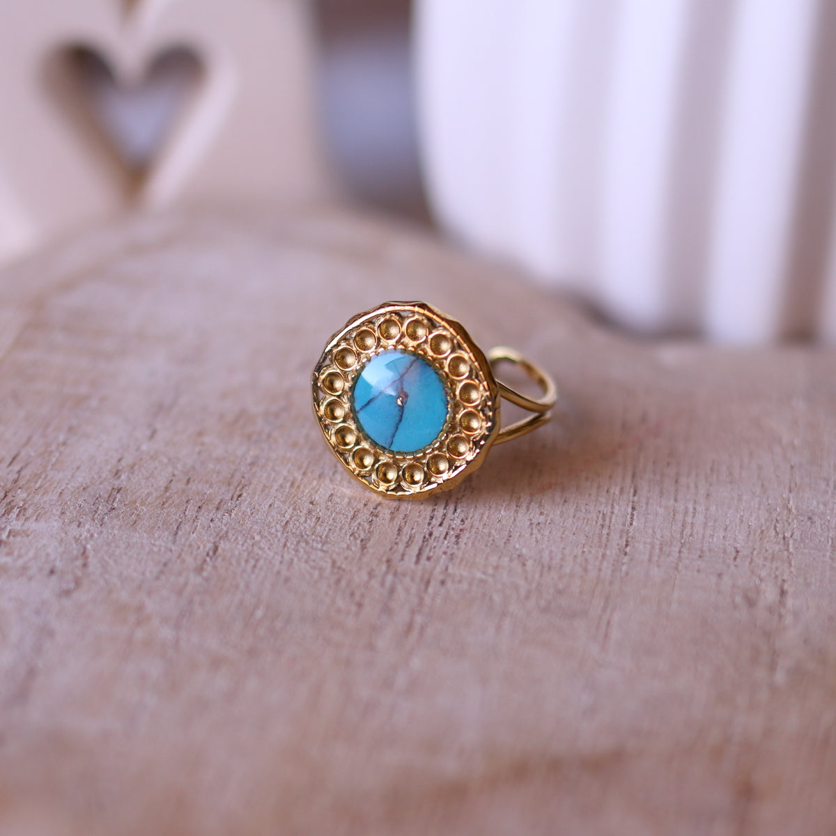 Anello Effetto Turchese tondo