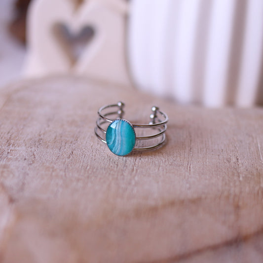 Anello Verde Acqua ovale