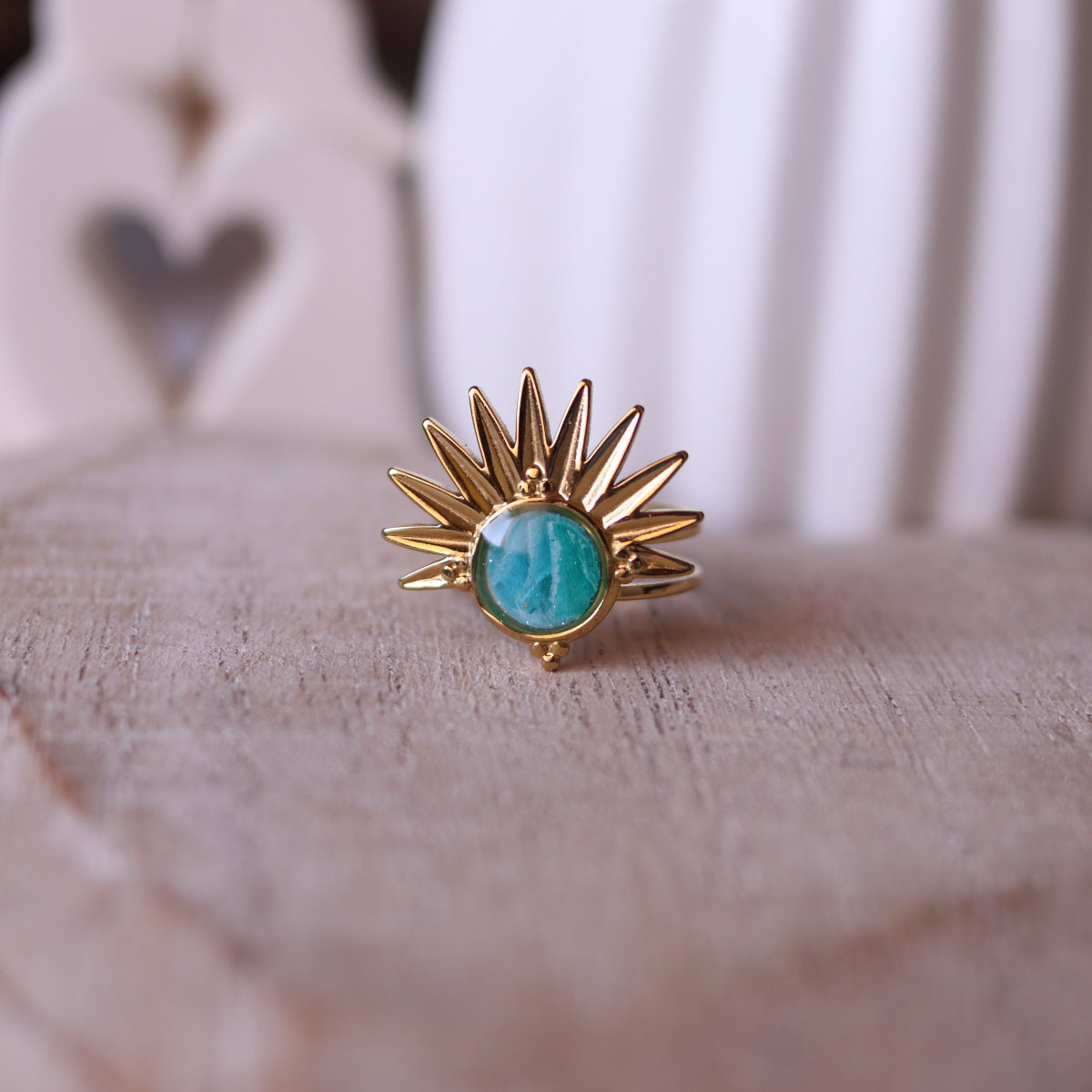 Anello Verde Acqua Sole