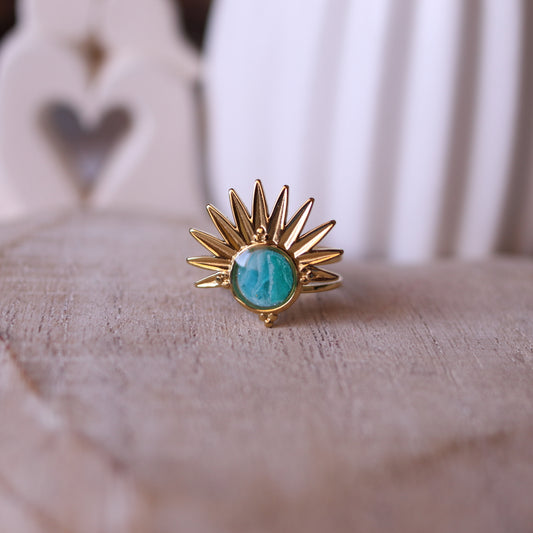 Anello Verde Acqua Sole