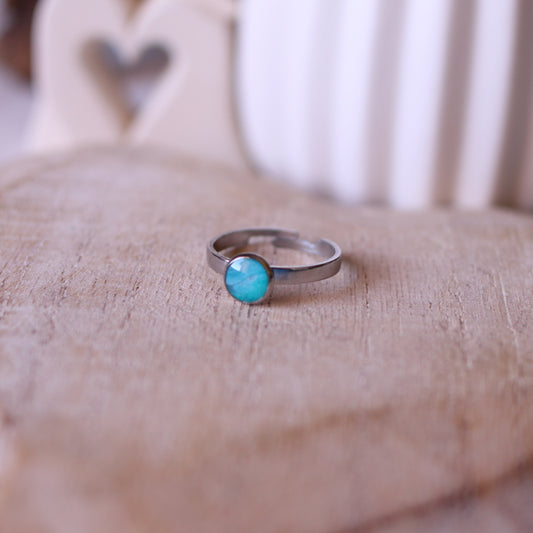 Anello Verde Acqua tondo piccolo