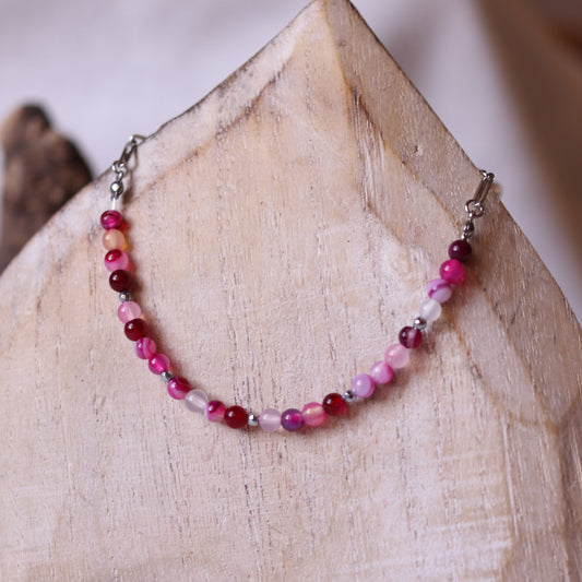 Collana Armonia Agata Fucsia Striata