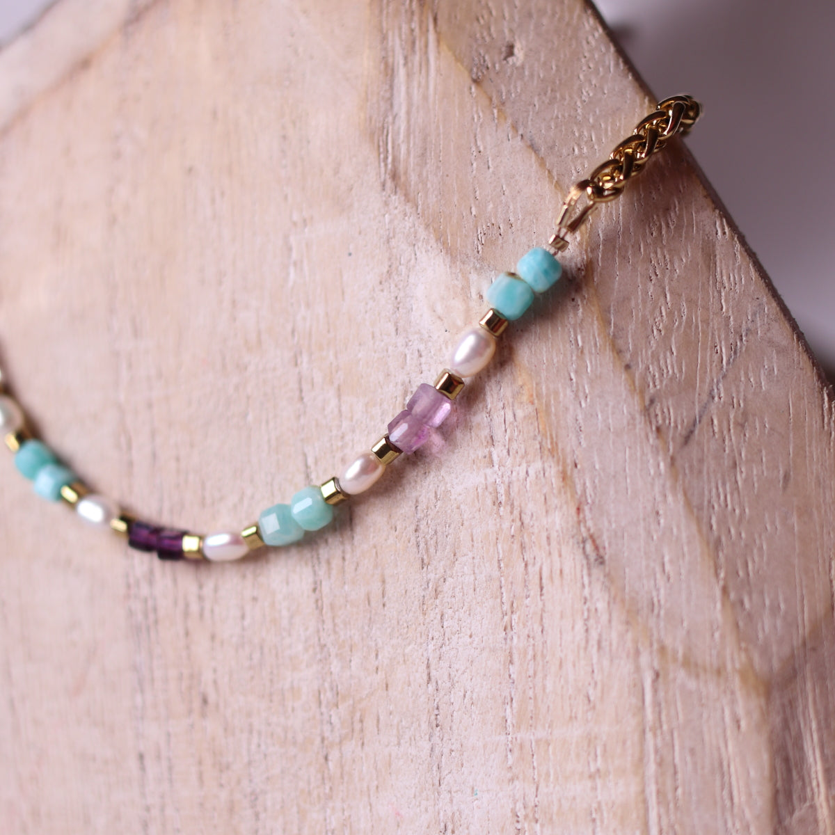 Collana Armonia Amazzonite, Ametista e Madreperla
