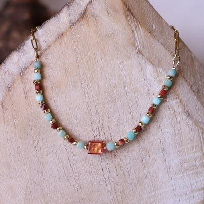 Collana Armonia Amazzonite, Diaspro e Vetro di Murano