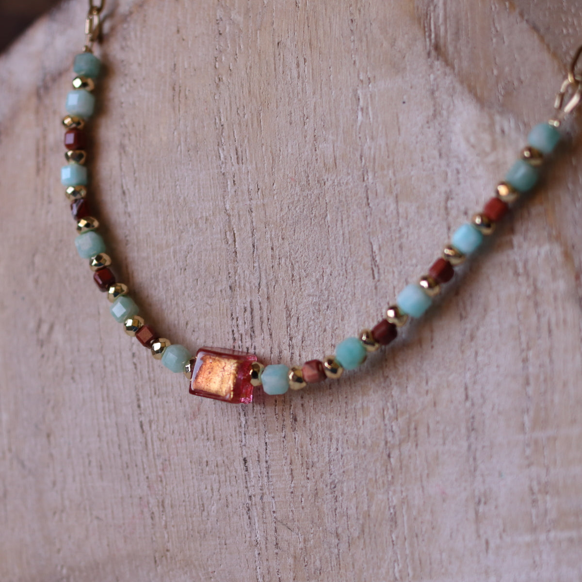 Collana Armonia Amazzonite, Diaspro e Vetro di Murano