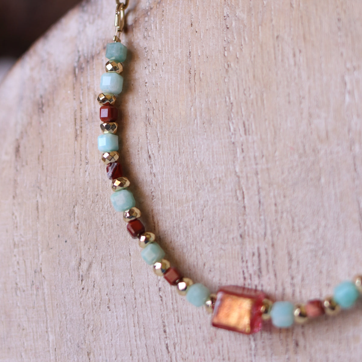 Collana Armonia Amazzonite, Diaspro e Vetro di Murano