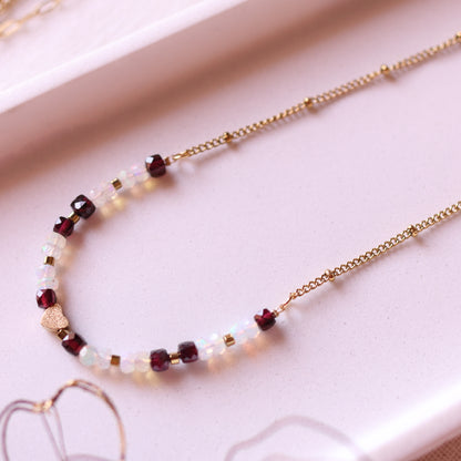 Collana Armonia Granato Rosso e Opale