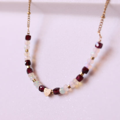 Collana Armonia Granato Rosso e Opale