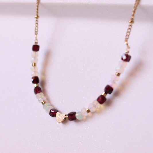 Collana Armonia Granato Rosso e Opale