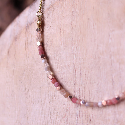 Collana Armonia Rodocrosite, Agata Botswana e Pietra Sole