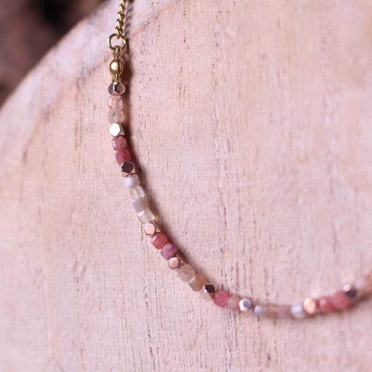 Collana Armonia Rodocrosite, Agata Botswana e Pietra Sole
