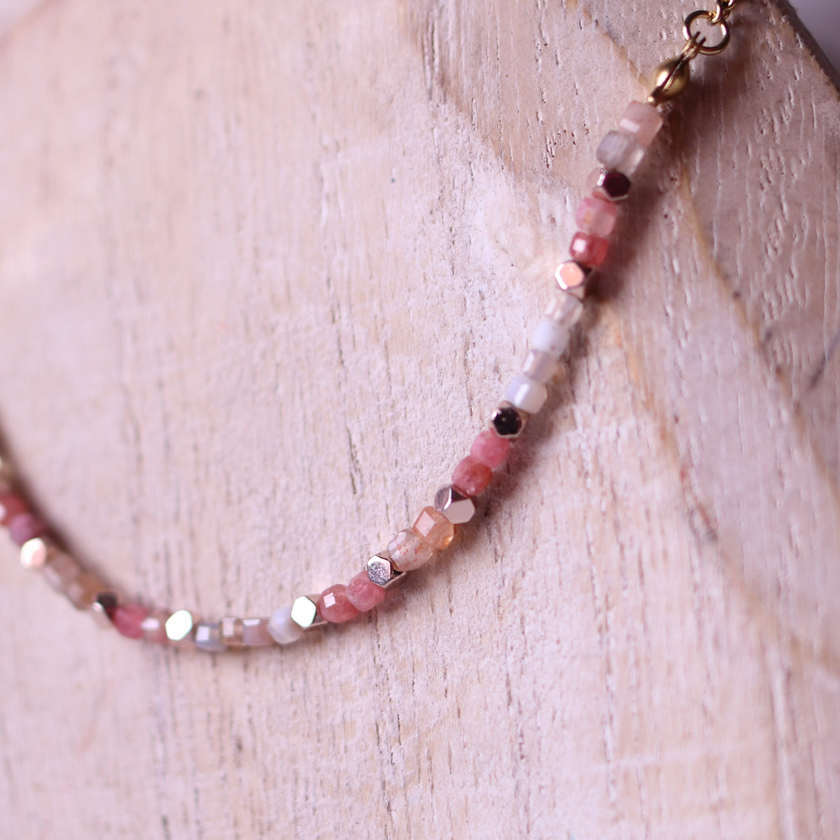 Collana Armonia Rodocrosite, Agata Botswana e Pietra Sole