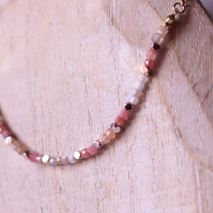 Collana Armonia Rodocrosite, Agata Botswana e Pietra Sole