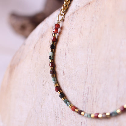 Collana Armonia Diaspro Rosso, Madreperla e Turchese Africano