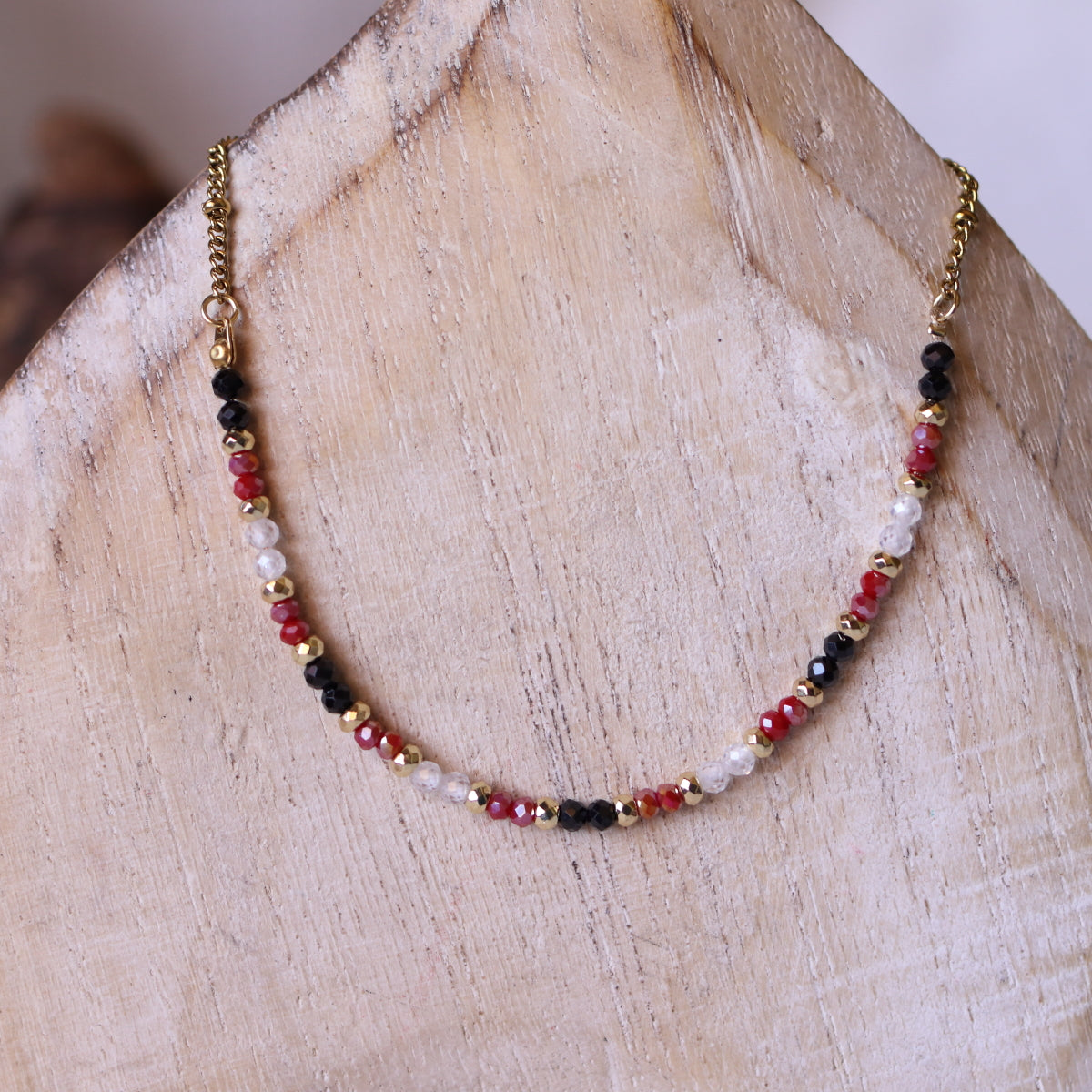 Collana Armonia Zirconi Nero-Rosso-Bianco