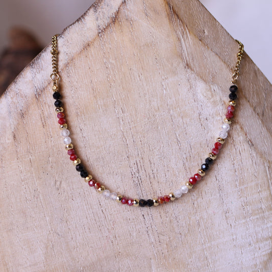 Collana Armonia Zirconi Nero-Rosso-Bianco