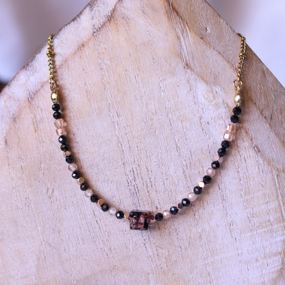 Collana Armonia Zirconi e Vetro di Murano Nero-Oro