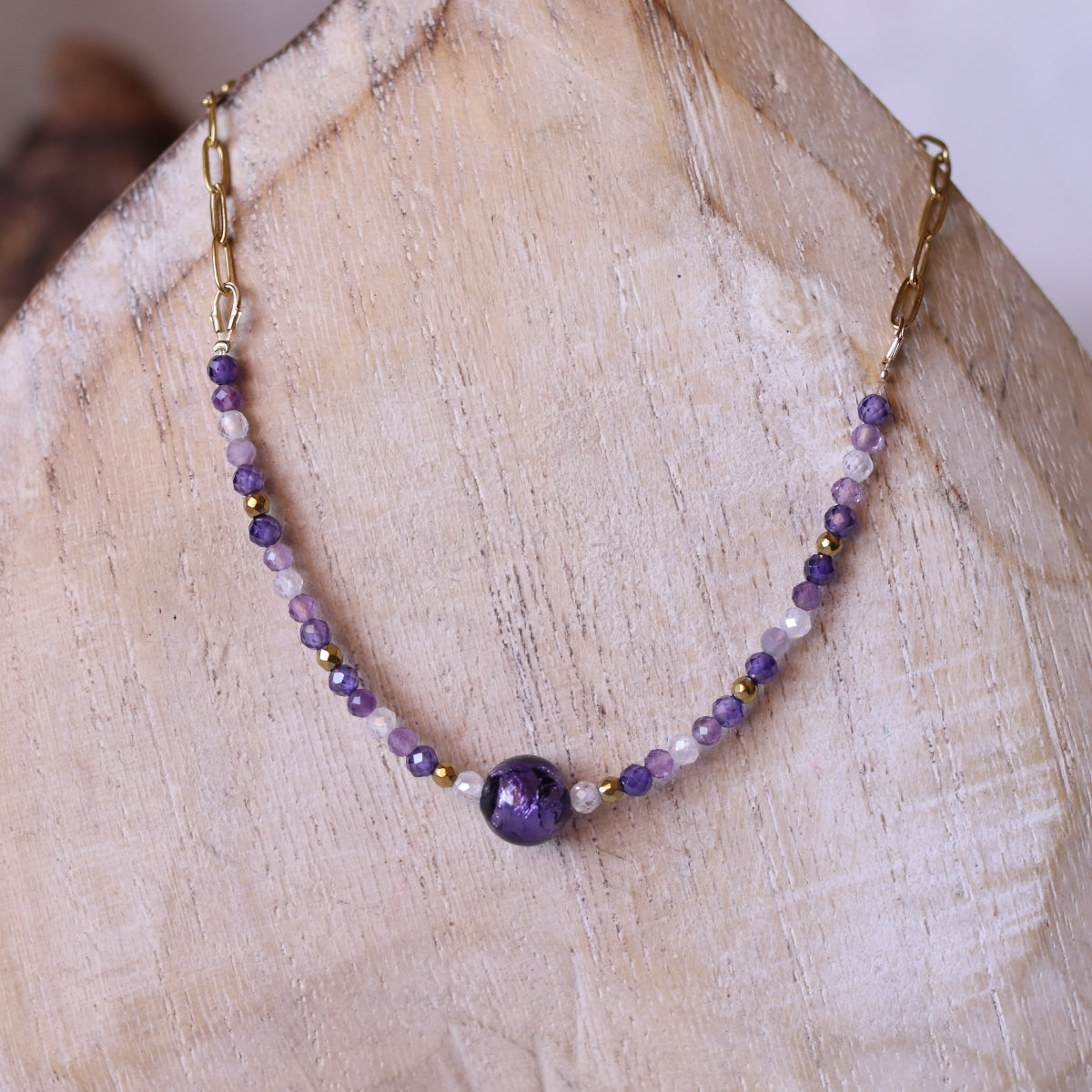 Collana Armonia Zirconi e Vetro di Murano Viola