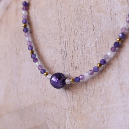 Collana Armonia Zirconi e Vetro di Murano Viola