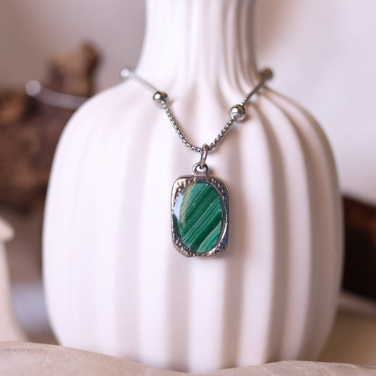 Collana Effetto Malachite rettangolo