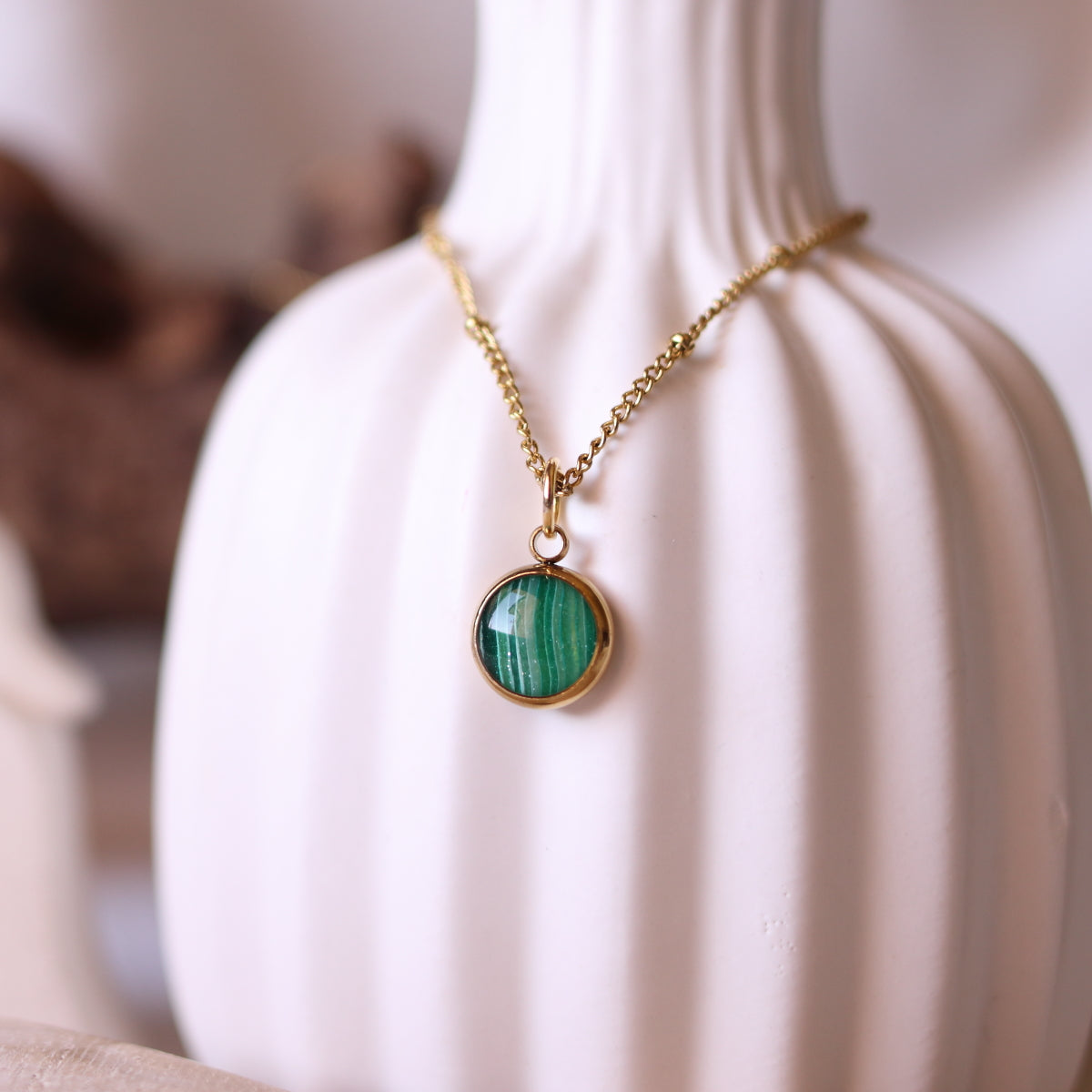 Collana Effetto Malachite tondo