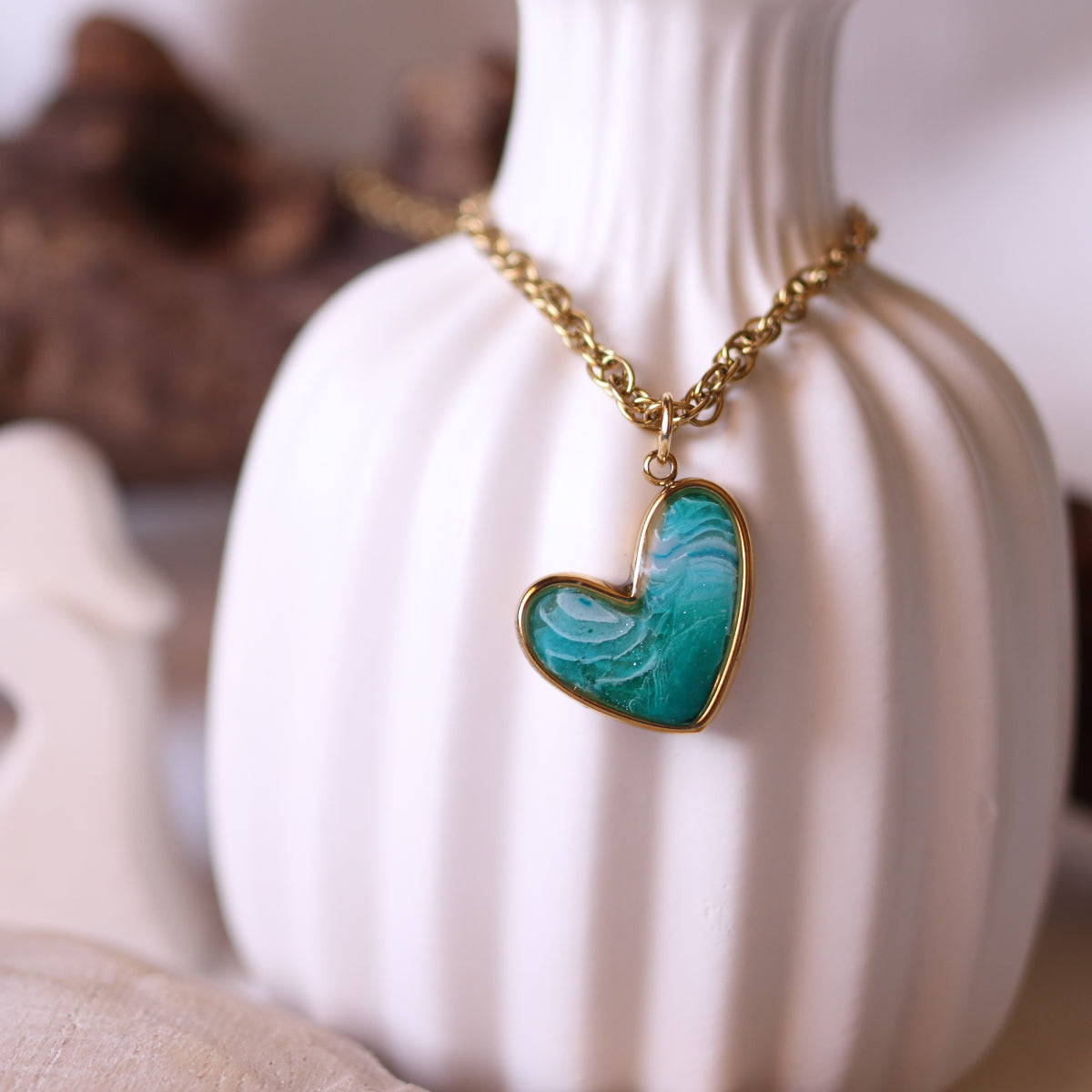 Collana Verde Acqua Cuore
