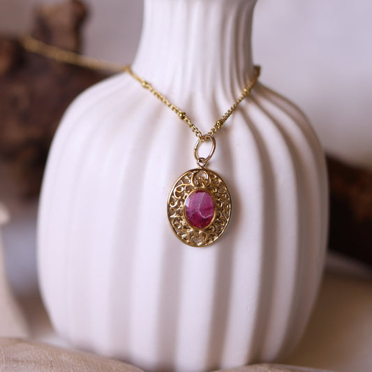 Collana Effetto Agata Rossa Ovale retrò