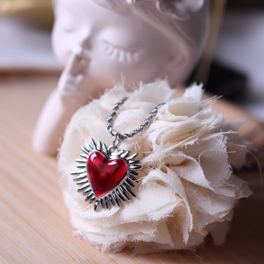 Collana Cuore Rosso-Argento