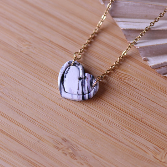 Collana Cuore Bianco e Nero a righe