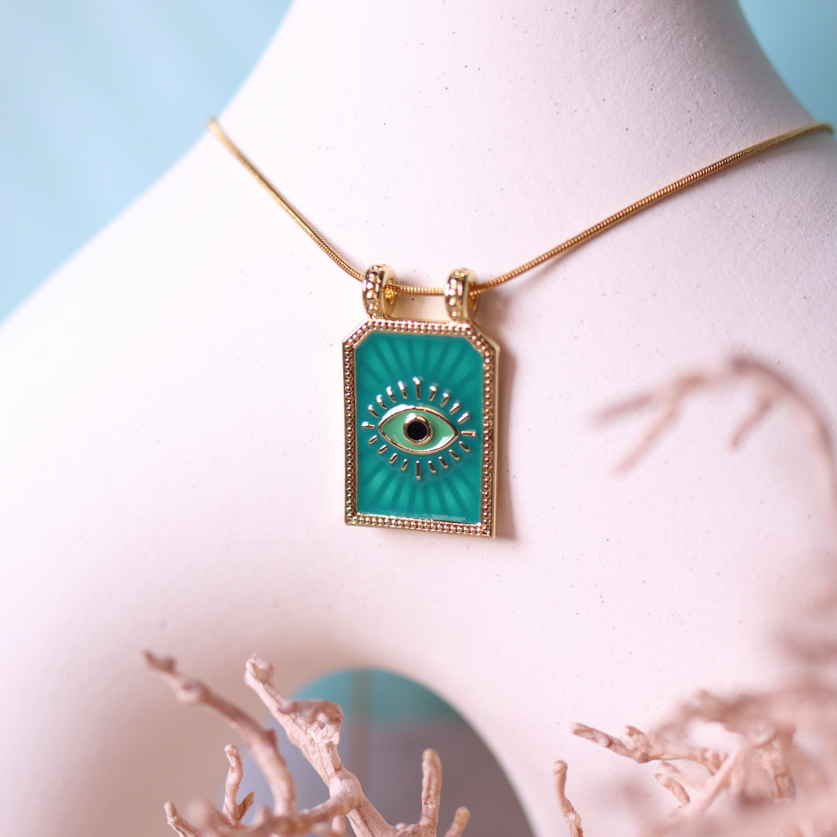 Collana Medaglietta Verde Occhio