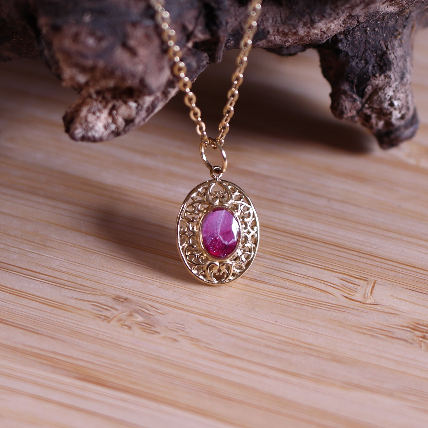 Collana Pietra Rossa Ovale retrò