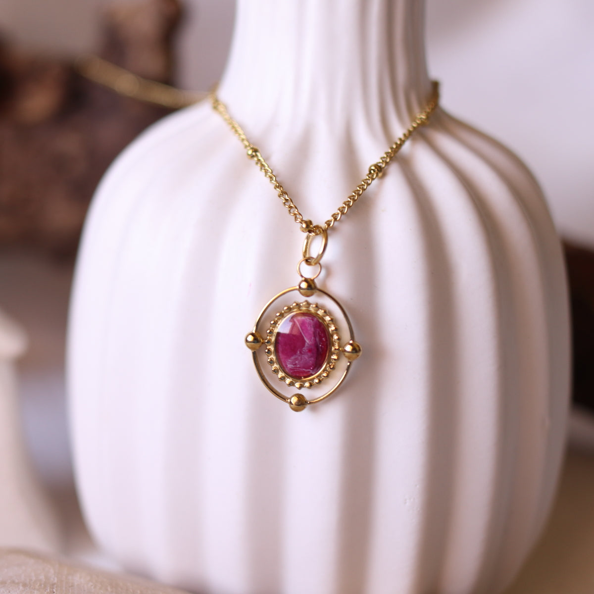 Collana Effetto Agata Rossa Ovale
