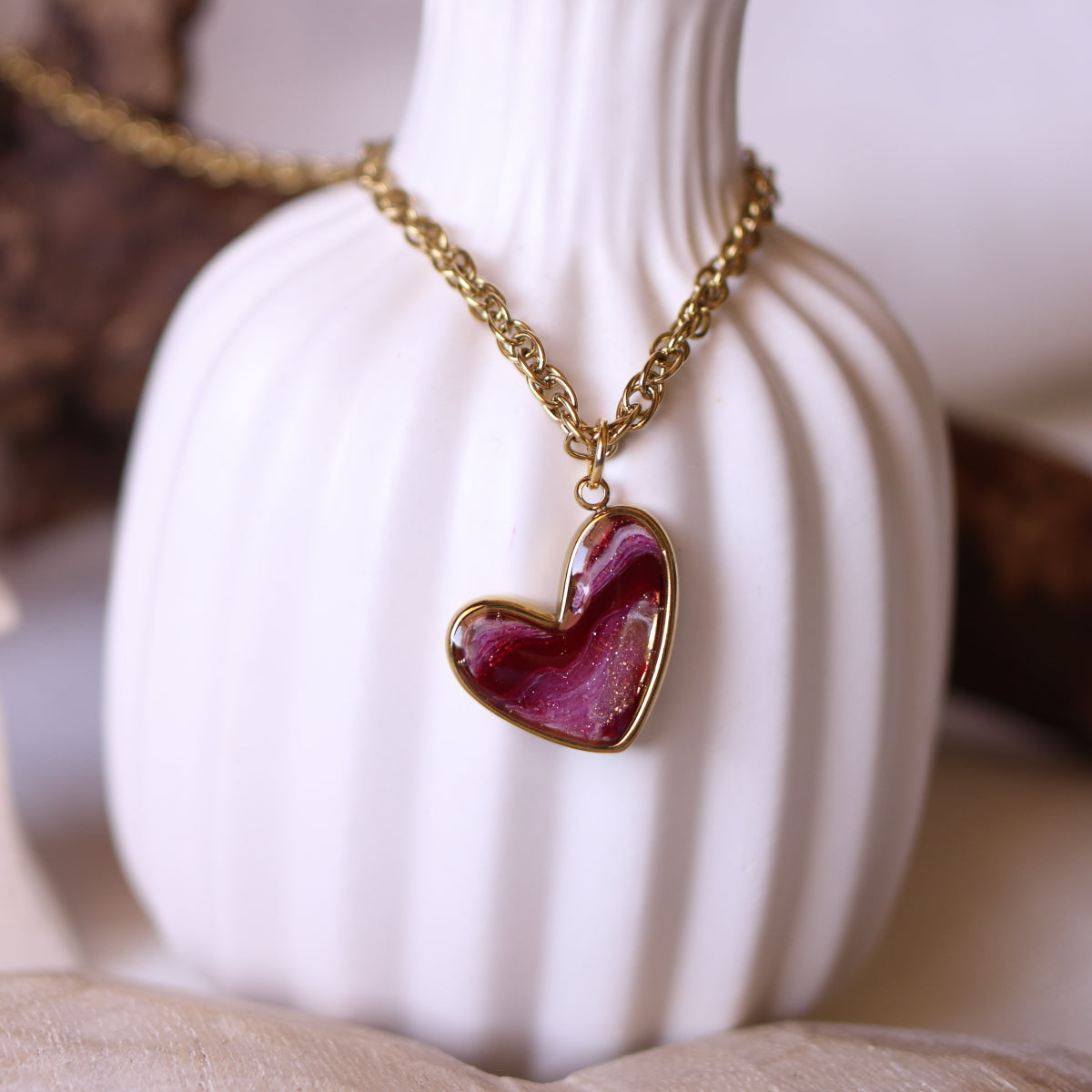 Collana Effetto Agata Rossa Cuore