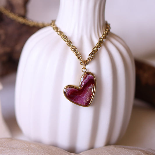 Collana Effetto Agata Rossa Cuore