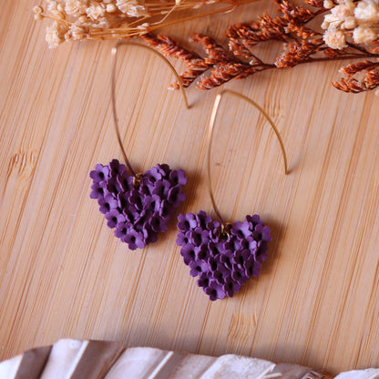 Orecchini Cuore Fiorito Prugna