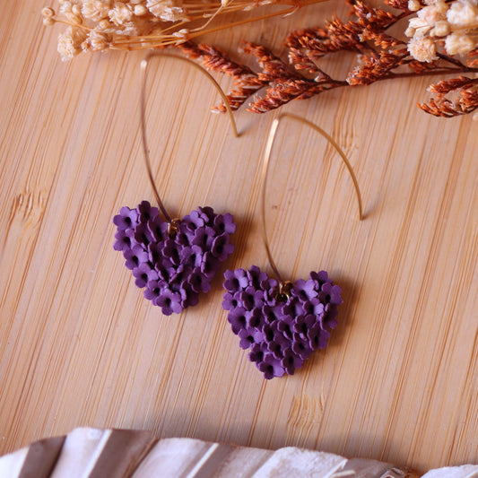 Orecchini Cuore Fiorito Prugna