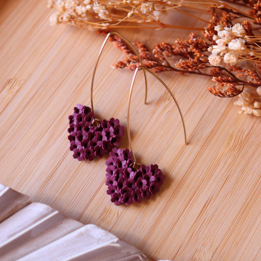 Orecchini Cuore Fiorito Velluto (Borgogna)