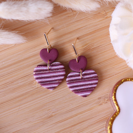 Orecchini Cuore a Righe-Velluto