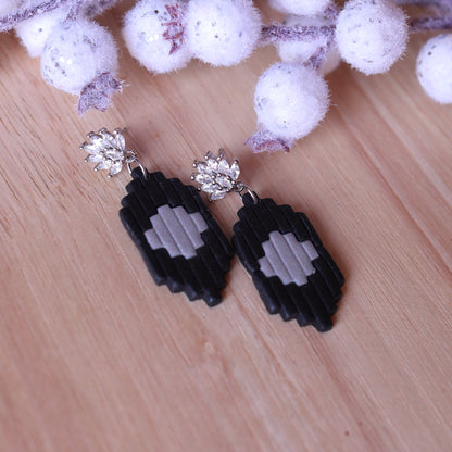 Orecchini Art Decò Daisy Nero Argento